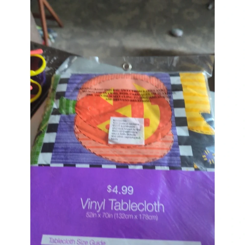 CVS Halloween Vinyl Tablecloth That's Pumpkins Witches Brew 52x70 Rectangle
